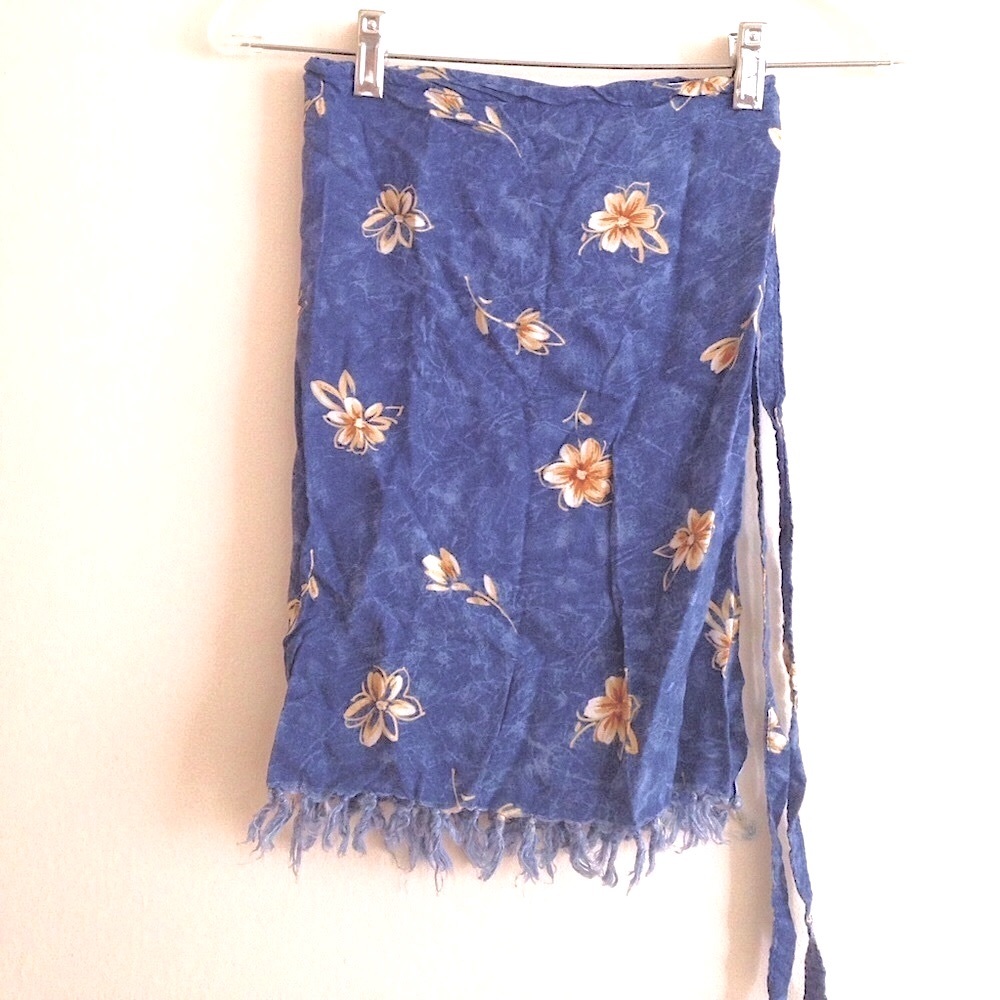 sarong tie waist fringe hem swim cover up